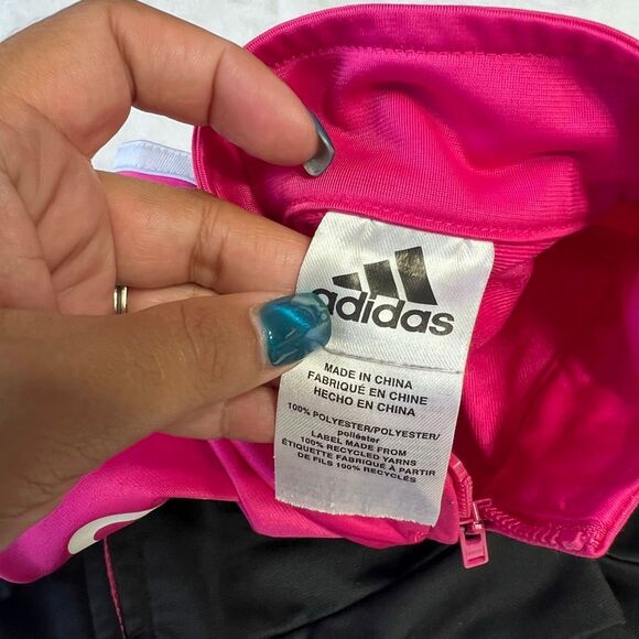 Adidas Pink and Black Track Jacket Full Zip 2T Girls - Picture 6 of 8